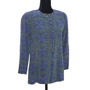 Evan-Picone Petite Sz 2 Silk Tunic Style Blouse w Covered Buttons - Vintage